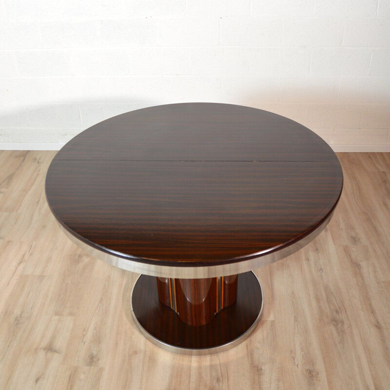 Vintage round dining table with extension leaf Italian Design 1970