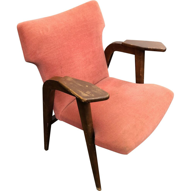 Vintage armchair in oak from roger landault 