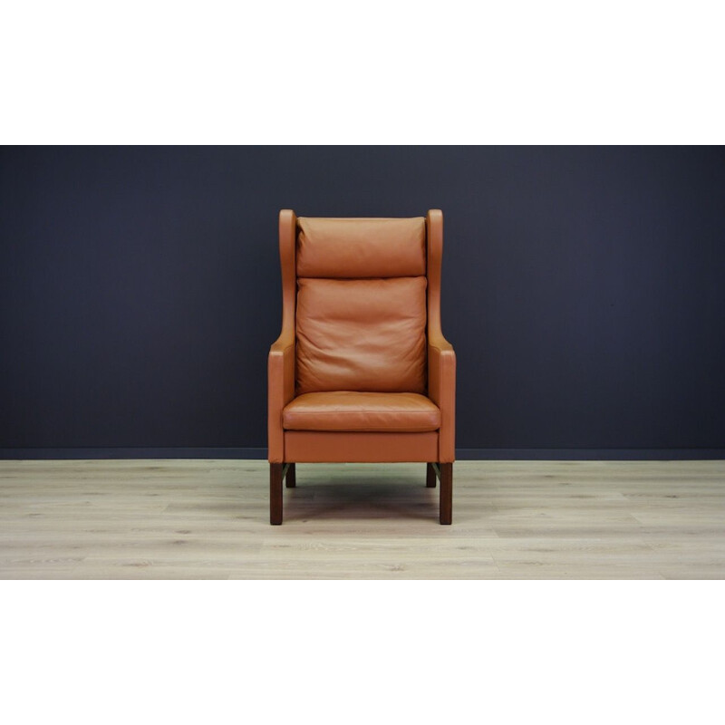 Vintage danish armchair for Skippers in brown leather 1970