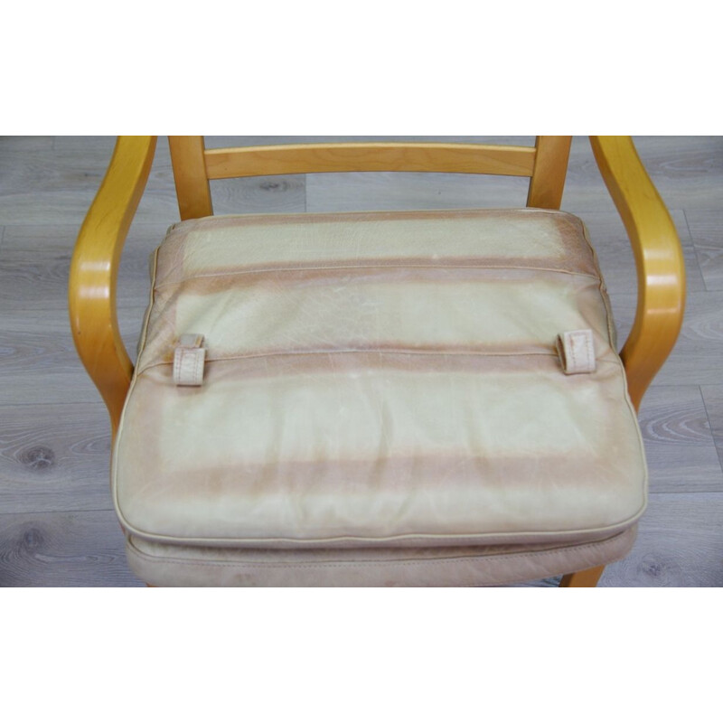 Vintage Danish armchair in beige leather by Stouby