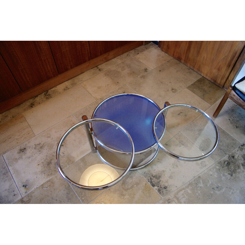 Vintage coffee table in chrome and glass 1970