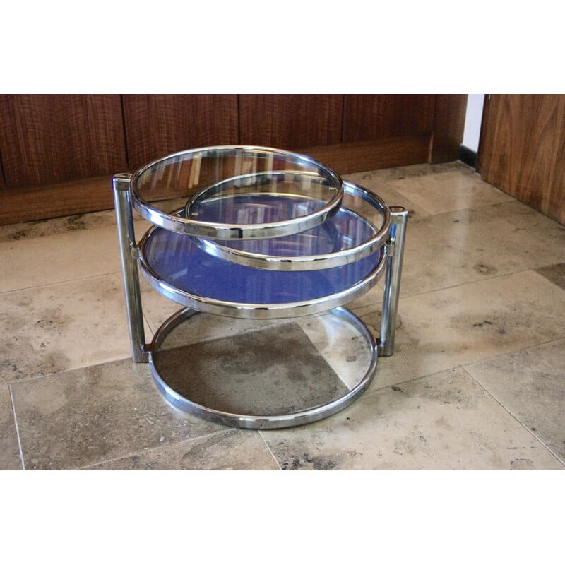 Vintage coffee table in chrome and glass 1970
