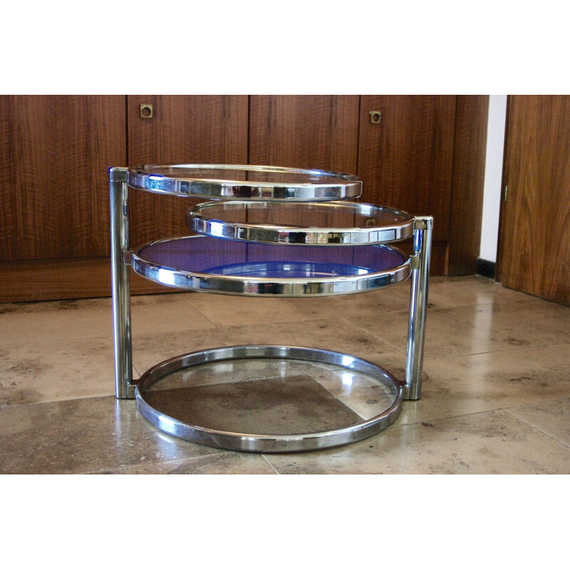 Vintage coffee table in chrome and glass 1970