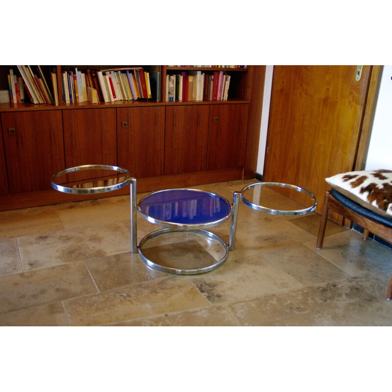 Vintage coffee table in chrome and glass 1970