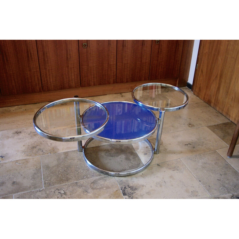 Vintage coffee table in chrome and glass 1970