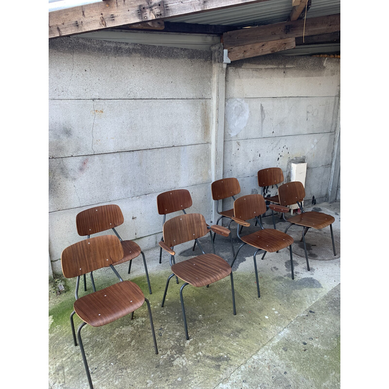 Set of 8 vintage chairs including 2 with armrests by Kho Liang for CAR