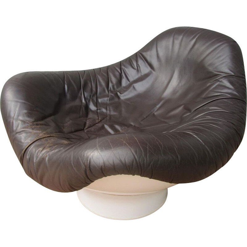 "Rodica" lounge chair in fiberglass and leather, Mario BRUNU - 1960s