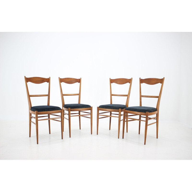 Set of four beechwood dining chairs, Italy 1960.