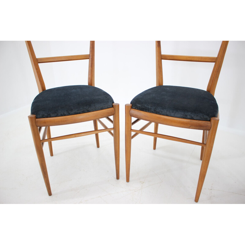 Set of four beechwood dining chairs, Italy 1960.