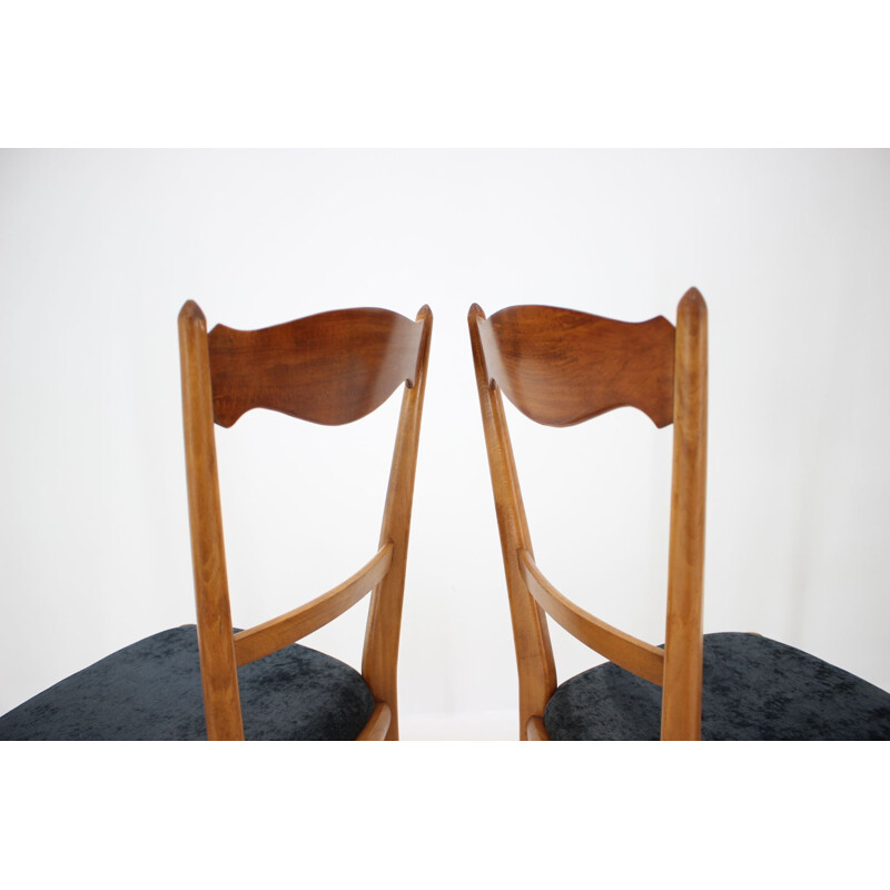 Set of four beechwood dining chairs, Italy 1960.