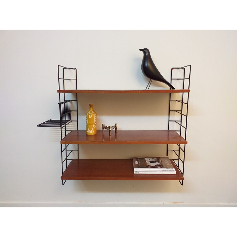 Scandinavian bookcase shelves Tomado string 1960