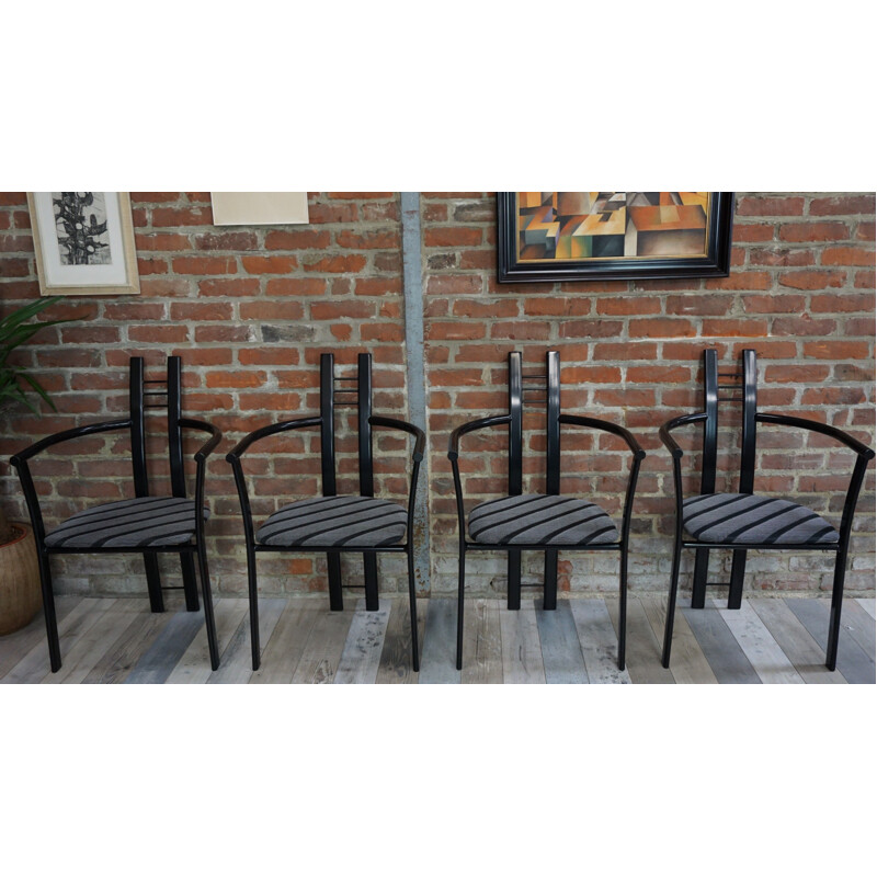 Set of 4 vintage Italian metal armchairs