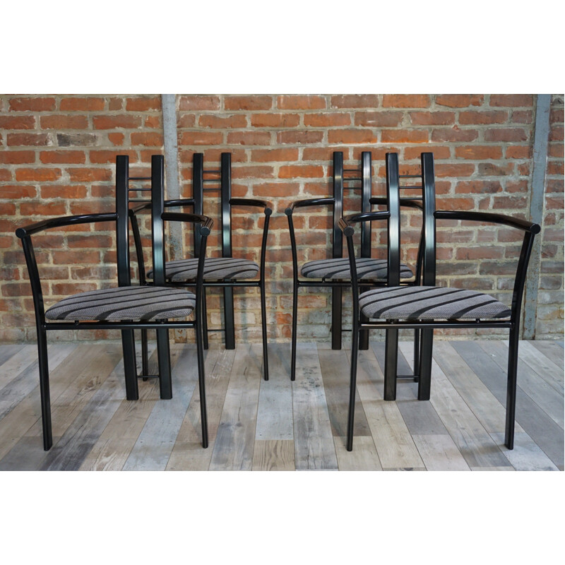 Set of 4 vintage Italian metal armchairs