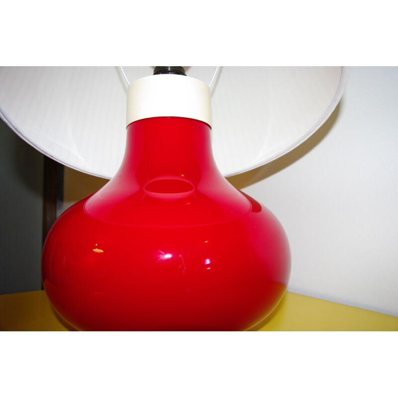 Vintage ball lamp by Vistosi for Murano in red glass