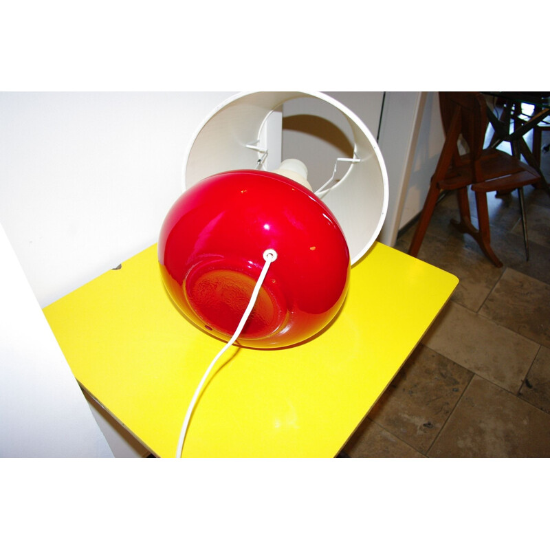 Vintage ball lamp by Vistosi for Murano in red glass
