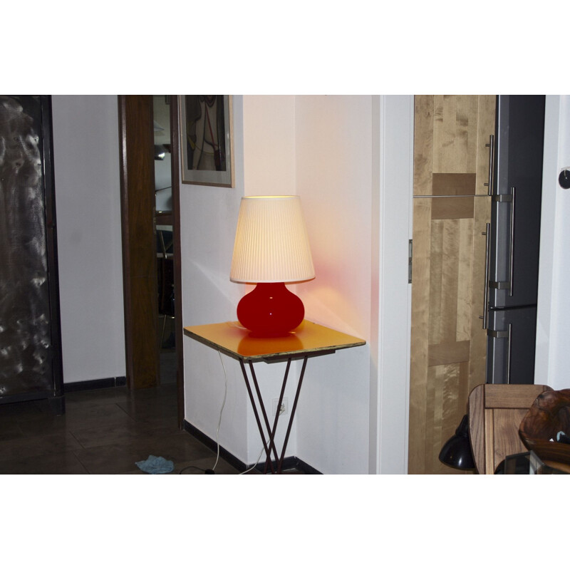 Vintage ball lamp by Vistosi for Murano in red glass