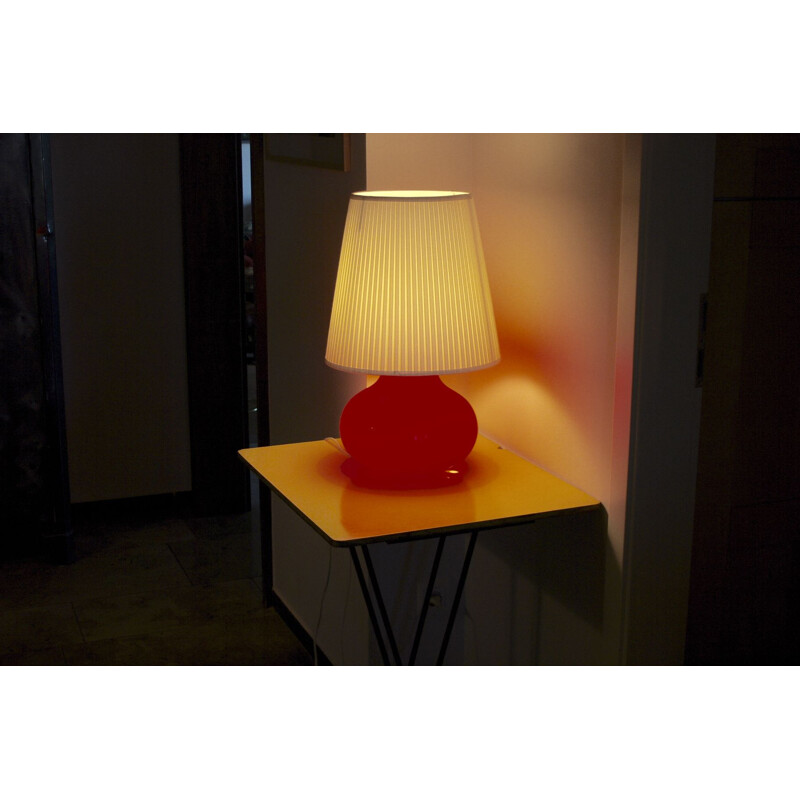 Lampe boule vintage par Vistosi pour Murano en verre rouge