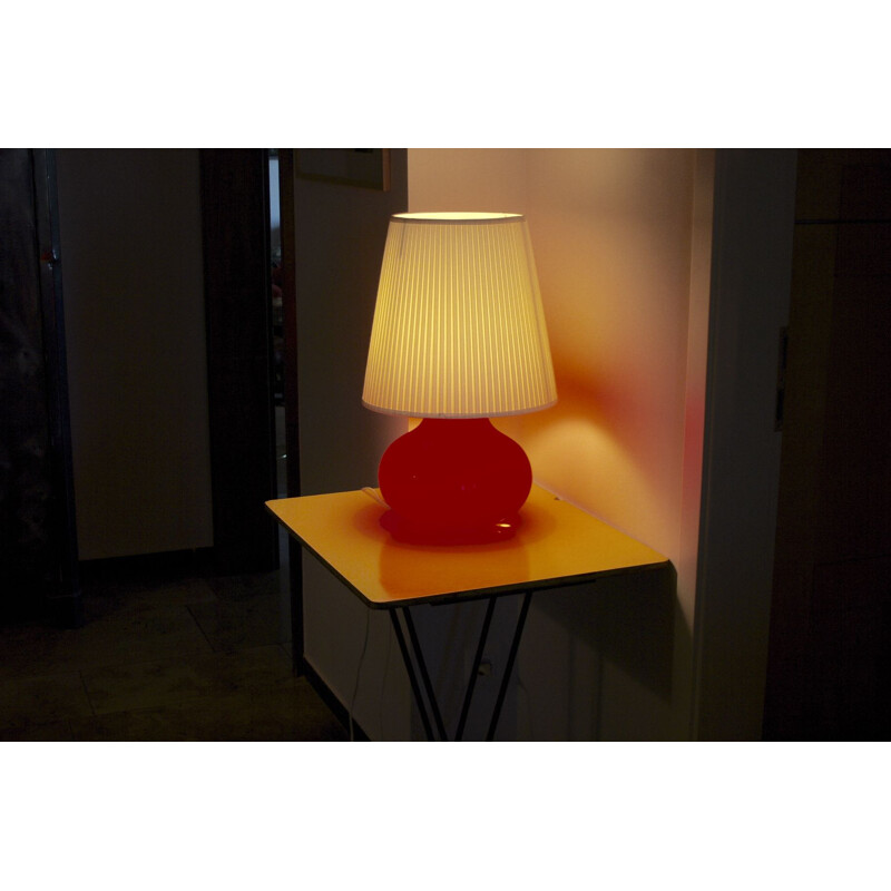 Vintage ball lamp by Vistosi for Murano in red glass