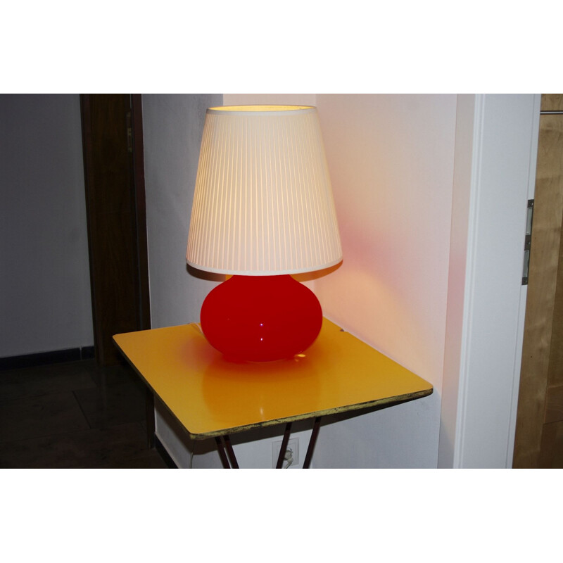 Lampe boule vintage par Vistosi pour Murano en verre rouge