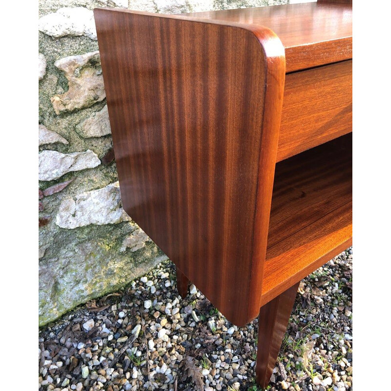 Vintage bedside table, compass feet 1970