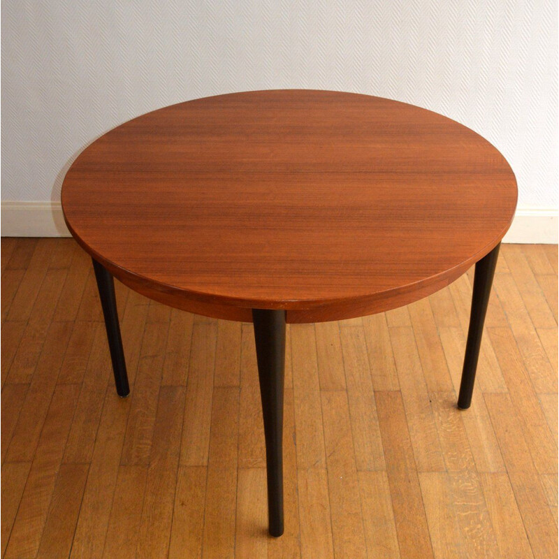 Table à manger vintage ronde avec rallonge 1960