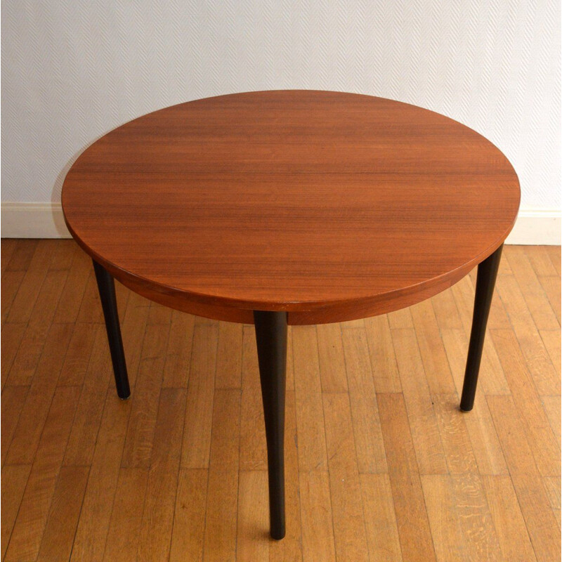 Vintage round dining table with extension 1960