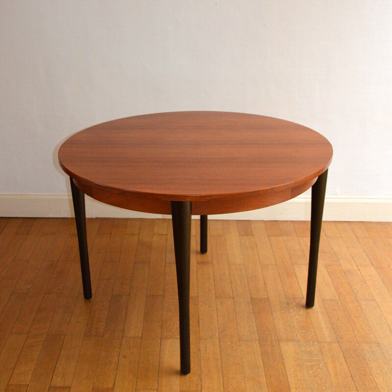 Vintage round dining table with extension 1960