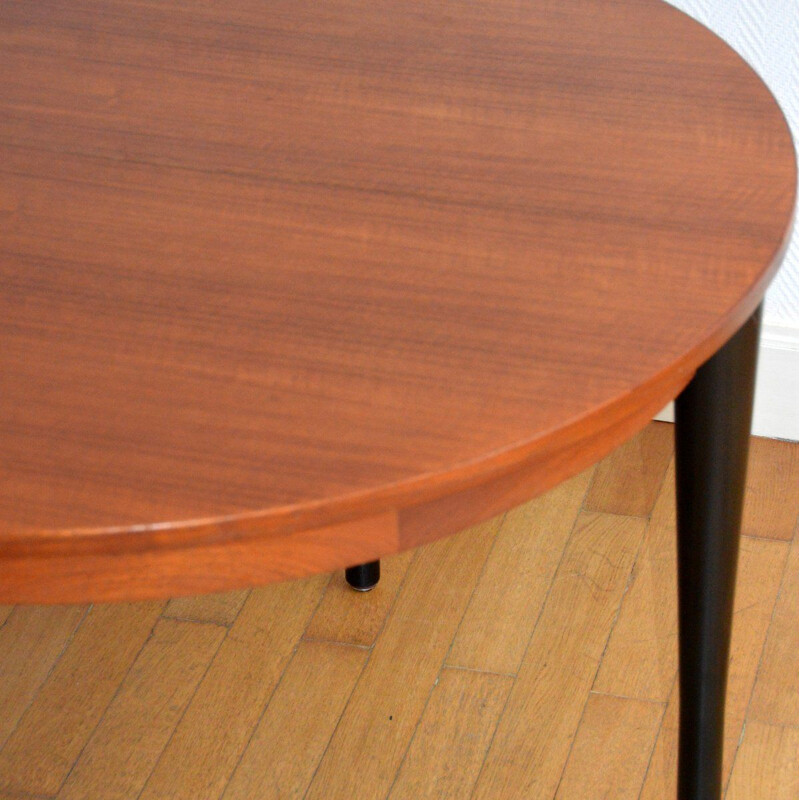 Vintage round dining table with extension 1960