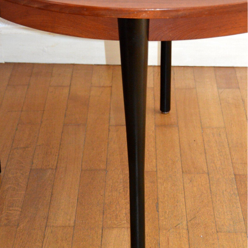 Vintage round dining table with extension 1960