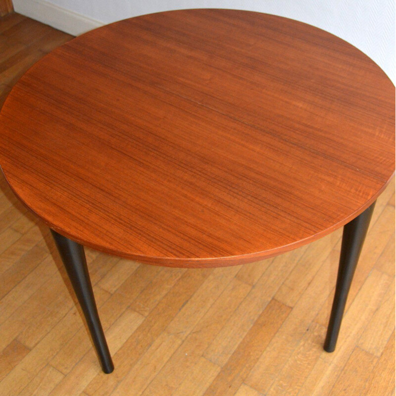 Vintage round dining table with extension 1960