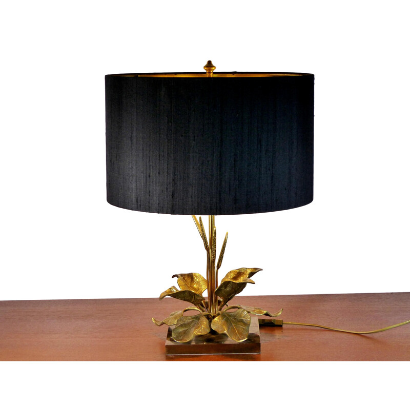 Vintage table lamp with gilded brass foliage 