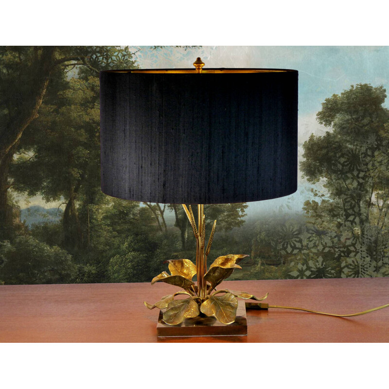 Vintage table lamp with gilded brass foliage 