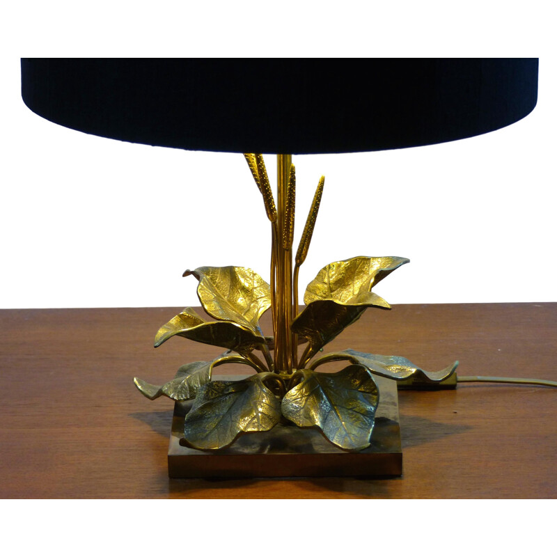 lampe de table vintage aux feuillages en laiton doré 