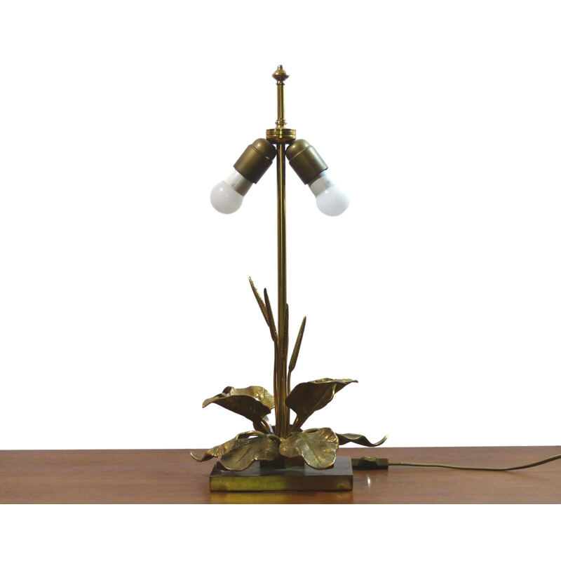 Vintage table lamp with gilded brass foliage 