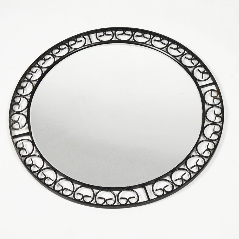 Vintage Round mirror made of metalwork, Germany 1960