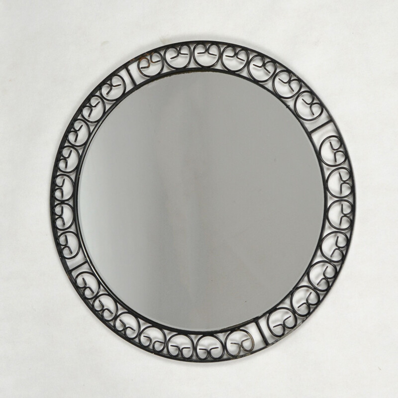 Vintage Round mirror made of metalwork, Germany 1960