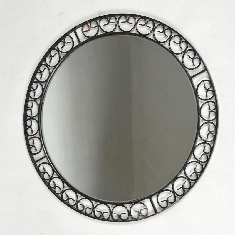 Miroir rond vintage en métal, Allemagne 1960