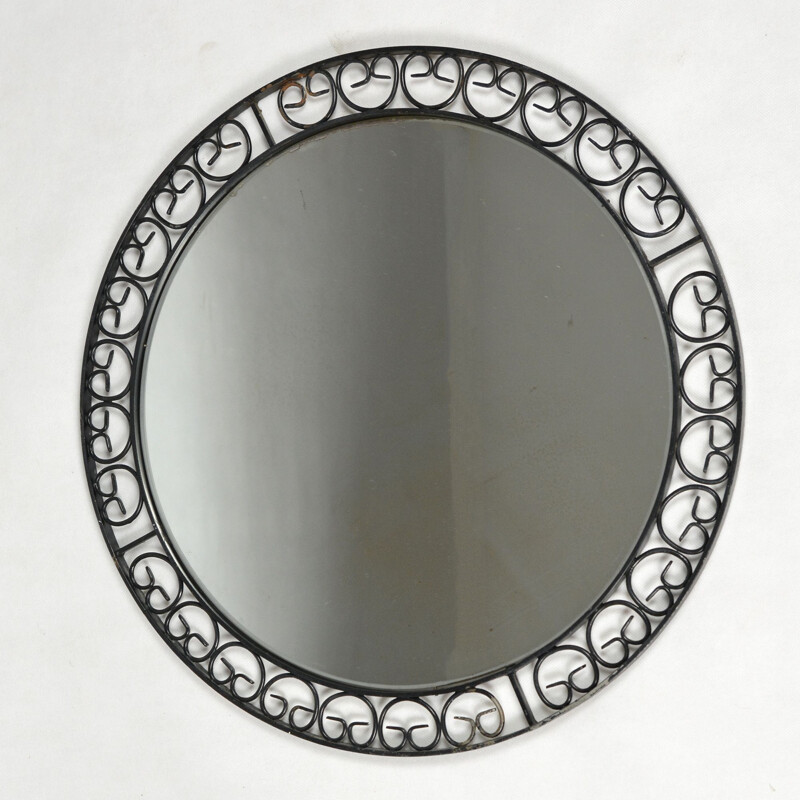 Vintage Round mirror made of metalwork, Germany 1960