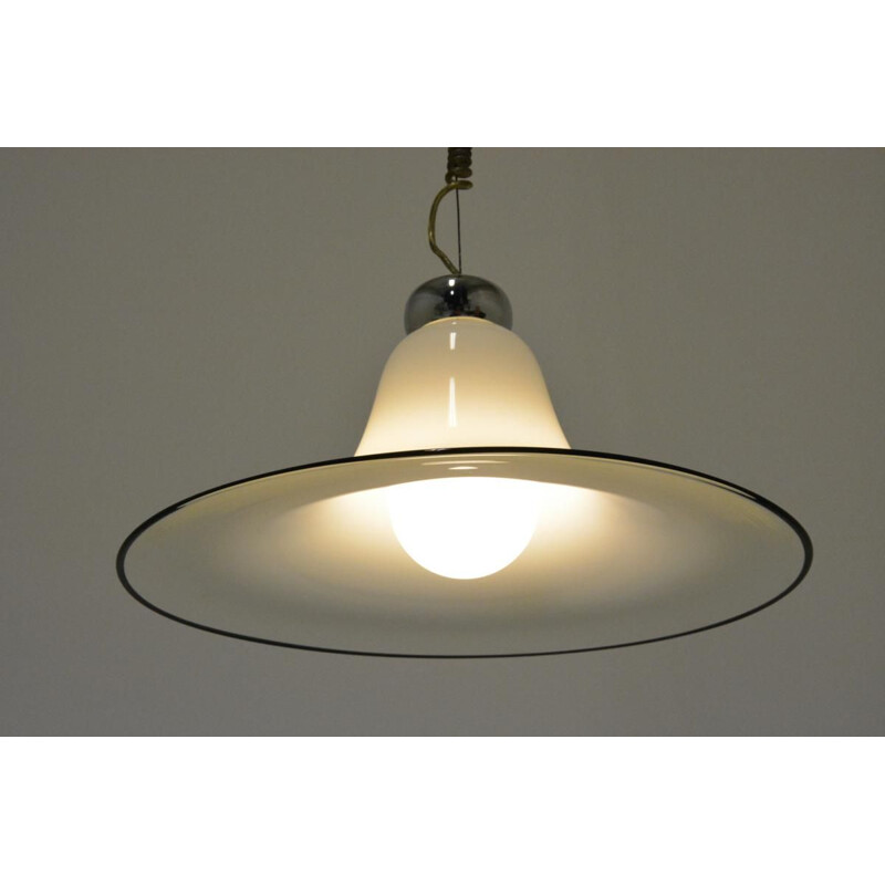 Vintage Scandinavian opaline suspension lamp