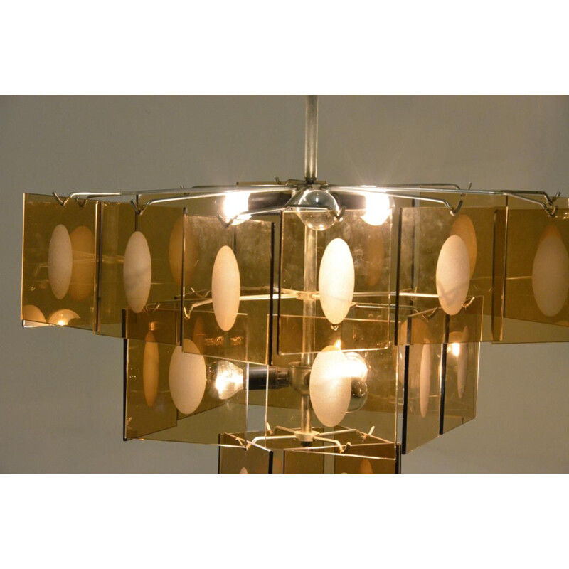 Vintage chandelier with plates 1970