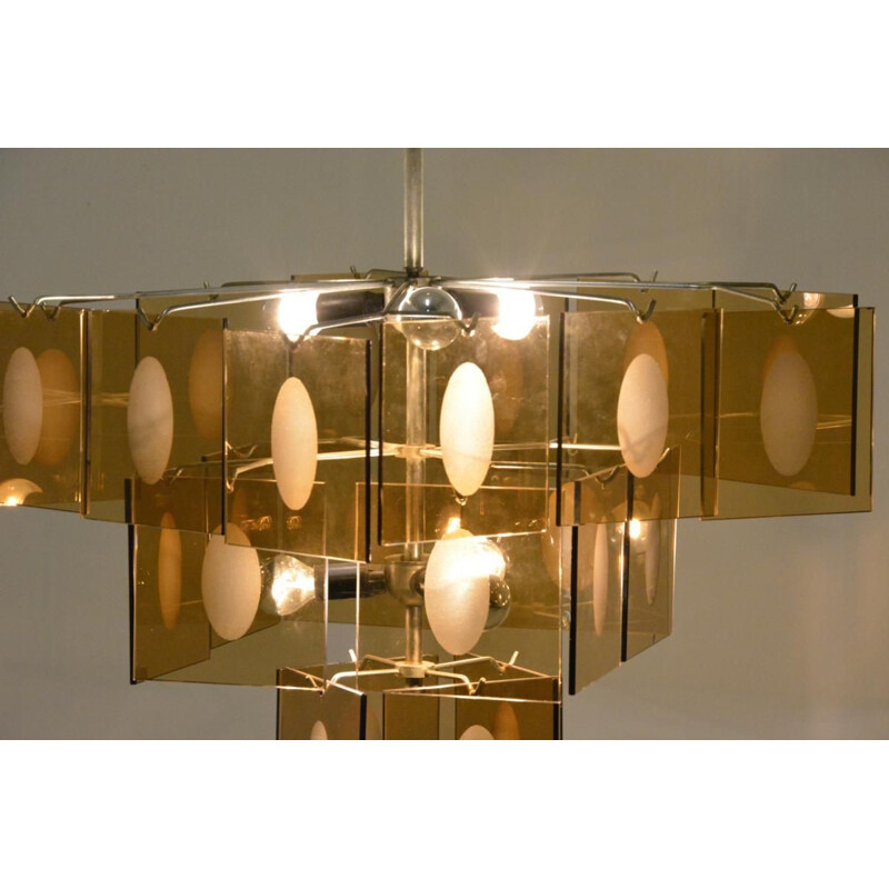 Vintage chandelier with plates 1970