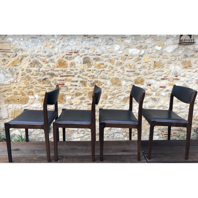 Set of 4 Scandinavian rosewood vintage chairs by SAX circa 1960