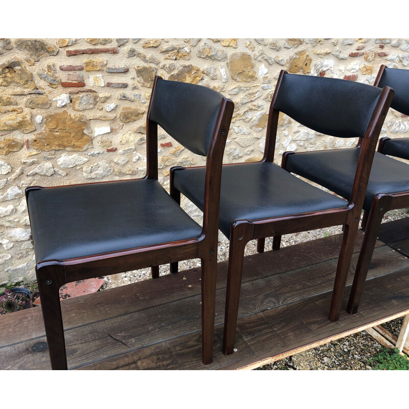 Set of 4 Scandinavian rosewood vintage chairs by SAX circa 1960