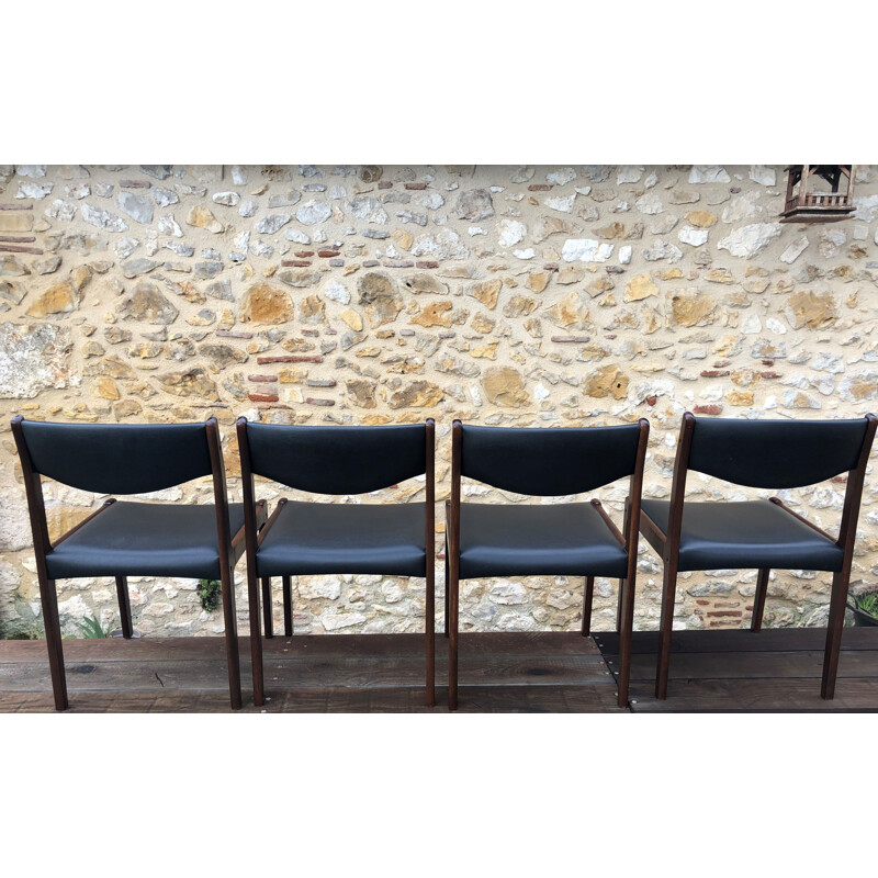 Ensemble de 4 chaises vintage Scandinave en palissandre  par SAX circa 1960