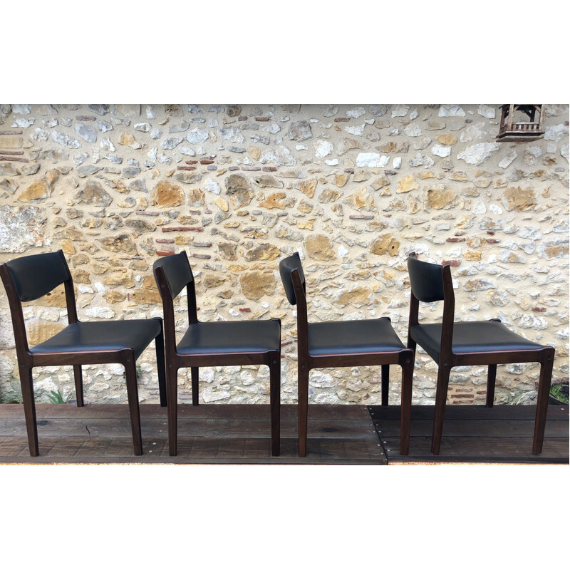 Set of 4 Scandinavian rosewood vintage chairs by SAX circa 1960