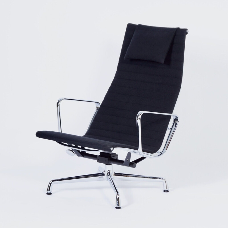 Vintage EA 124 Lounge Chair by Charles and Ray Eames for Vitra, Black Hopsack 2000