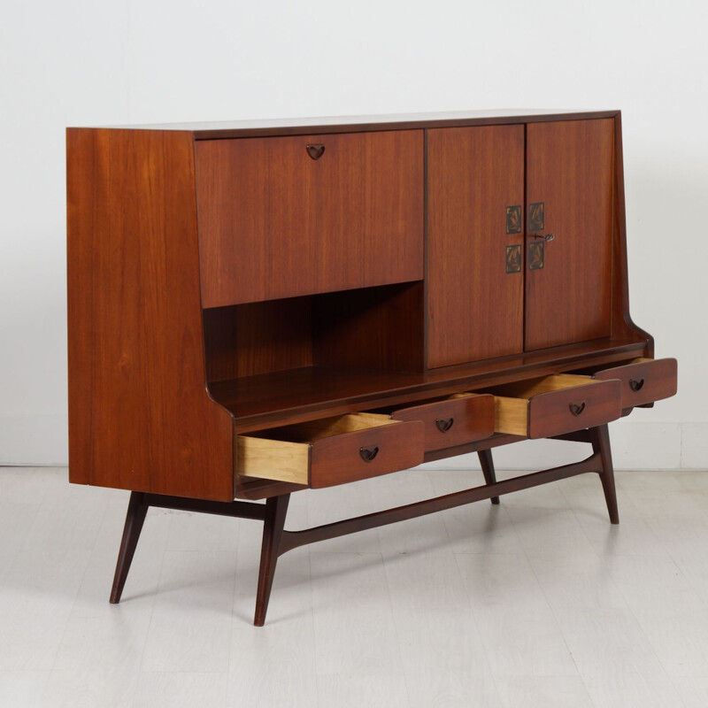 Vintage teakhouten dressoir van Louis van Teeffelen voor Webé, 1960