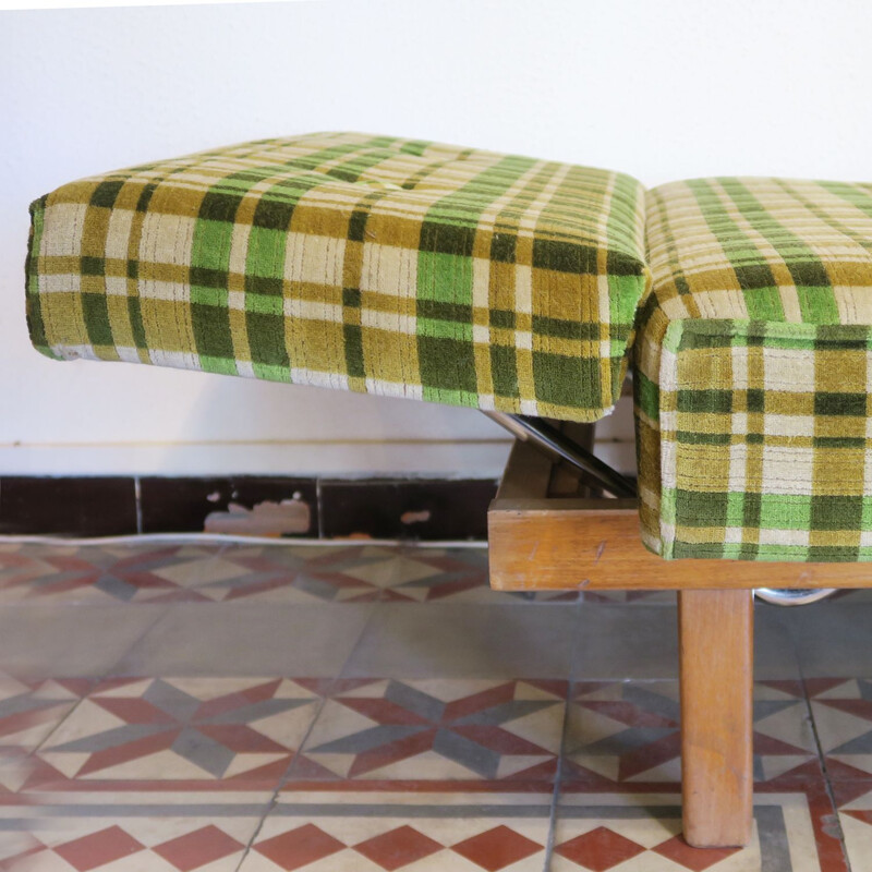 Sofa, bench, daybed model "Stella" in green tartan velvet