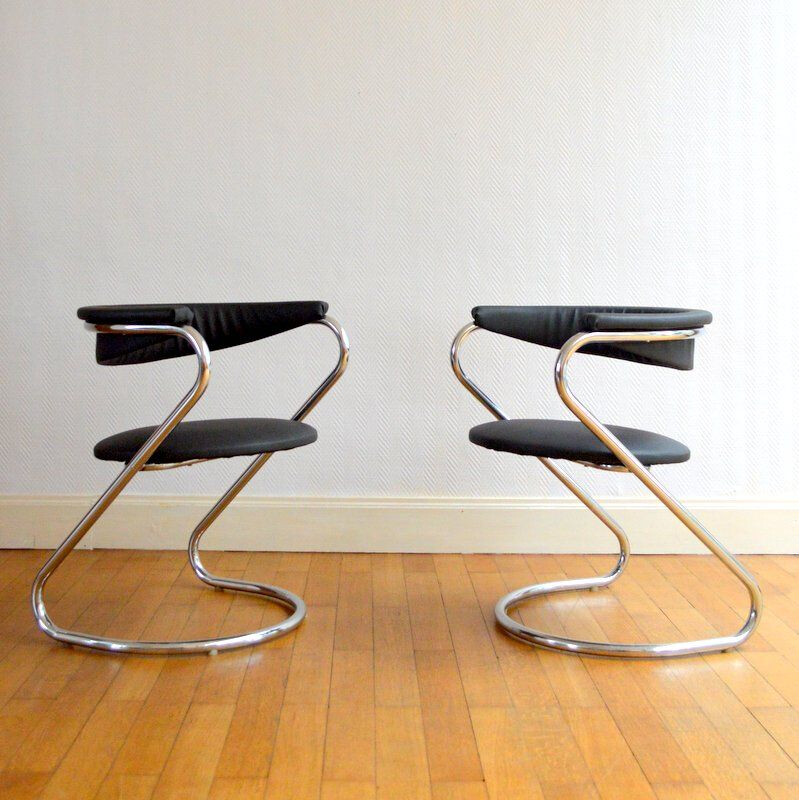 Suite de 4 chaises vintage, Design Italien, 1970 