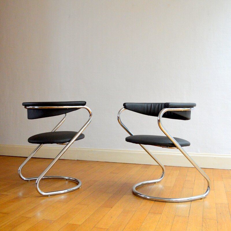 Suite de 4 chaises vintage, Design Italien, 1970 